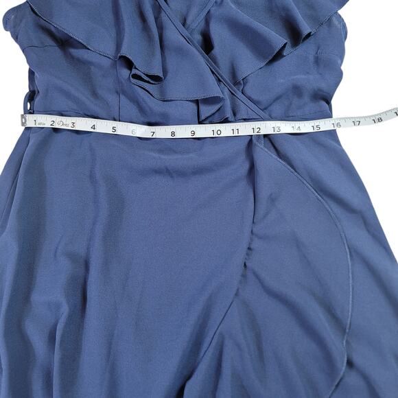 Shein Blue Wrap Around Style Sleeveless Ruffle Dress Women's Size L - Picture 4 of 7